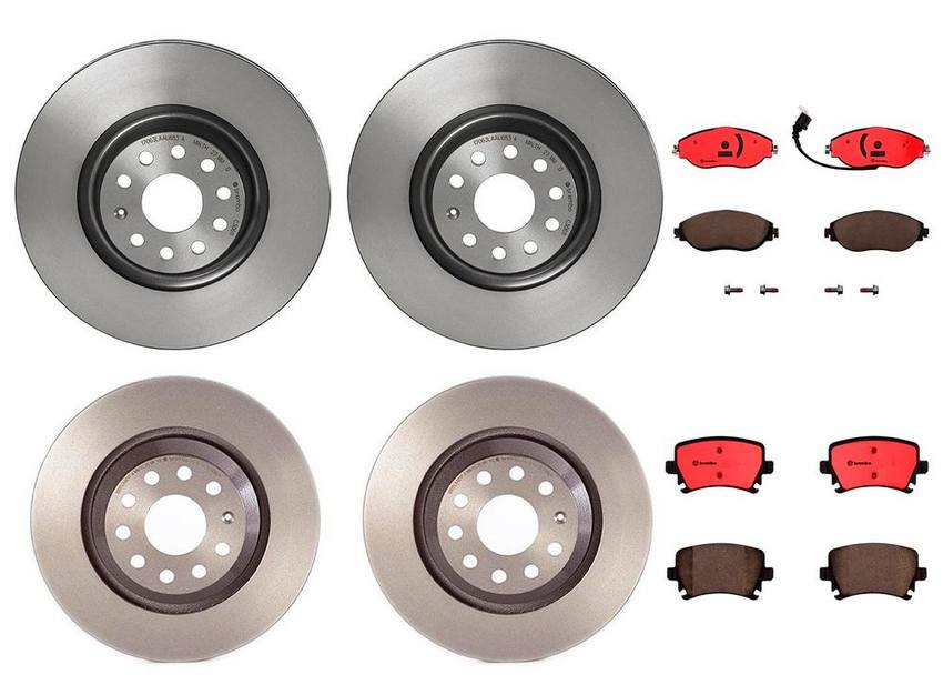VW Brakes Kit Pads & Rotors Front and Rear (340mm/310mm) (Ceramic